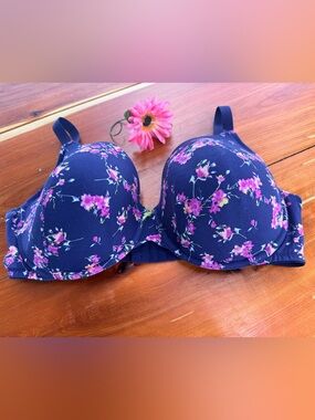 Cacique Floral Navy Full Coverage Bra 44DDD